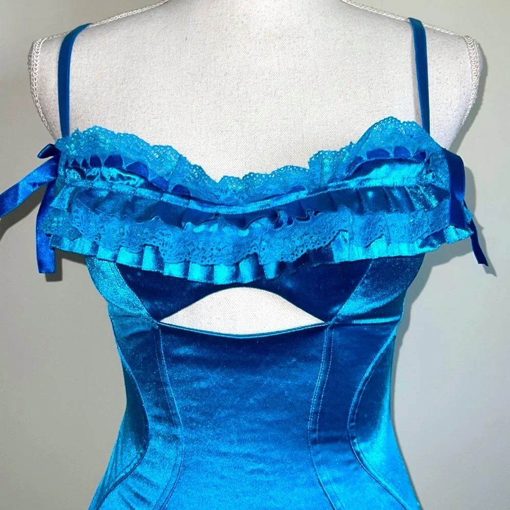 Victoria’s Secret Electric Blue Ruffle Satin Ribbon Bustier